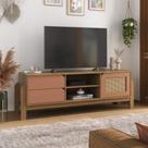 Rack para TV 1 Porta E 2 Gavetas Artely Nature Cor Carvalho com Terracota