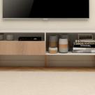 Rack para Tv 50 Polegadas com Porta e Pés de Madeira Design Moderno