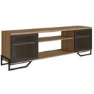 Rack Para Tv 60" 183x40x57cm MDP Portas Teladas Estilo Industrial P1027 Preto Mel