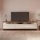 Rack Para Tv 75" 3 Nichos 2 Portas Mercury Cinamomo/Off White Rack Para Tv 75" 3 Nichos 2 Portas Mercury Cinamomo/Off White
