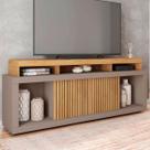 Rack para TV 75 Polegadas 2 Portas com Ripado Aegon Buriti/Fendi - Caemmun Rack para TV 75 Polegadas 2 Portas com Ripado Aegon Buriti/Fendi - Caemmun