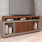 Rack para TV 75 Polegadas 2 Portas com Ripado Puerto Fendi/Havana - Pnr Móveis Rack para TV 75 Polegadas 2 Portas com Ripado Puerto Fendi/Havana - Pnr Móveis