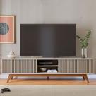 Rack para TV 75 Polegadas Fortaleza 4 Portas 1 Prateleira Ripado Off White/Matte - Colibri