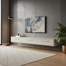 Rack Para TV 75 Suspenso Grécia Movelove 2.20m MDF Off White New 3 Portas Com Nicho Sala de Estar