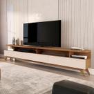 Rack para TV 86 Polegadas Cruise 3 Gavetas Freijó/Off White - Pnr Móveis Rack para TV 86 Polegadas Cruise 3 Gavetas Freijó/Off White - Pnr Móveis