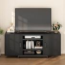 Rack para TV, Armário para TV com Portas e Prateleiras Abertas, Estante de Madeira para Sala de Estar com Armazenamento Organizado