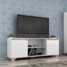 Rack para TV até 42 Polegadas 135cm 2 Portas 3 Prateleiras Benevello Branco Rack para TV até 42 Polegadas 135cm 2 Portas 3 Prateleiras Benevello Branco