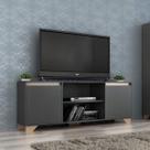 Rack para TV até 42 Polegadas 135cm 2 Portas 3 Prateleiras Benevello Cinza Grafite
