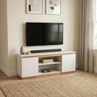Rack para TV até 45 Polegadas MDF 107cm Cava Sala Branco E Amadeirado