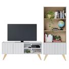 Rack para TV até 50" com Estante Moov Branco Fosco Tauari Nobre