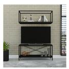 Rack para TV até 50 Polegadas 1 Nicho Aéreo Estilo Industrial Active Yescasa Preto Onix Rack para TV até 50 Polegadas 1 Nicho Aéreo Estilo Industrial Active Yescasa Preto Onix