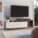 Rack para TV até 50 Polegadas 162,5cm Rodape 2 Portas e Nichos Linea Marrom Montana/Branco