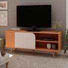 Rack para TV Até 50 Polegadas Orlando 1 Porta Cinamomo/Off White Fosco - Genialflex