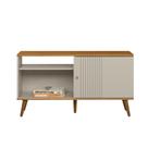 Rack Para TV Até 50 Polegadas Porta De Correr Nature Off White Rubi Linea Brasil