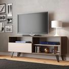 Rack para TV até 55 Polegadas 1 Porta 3 Nichos J Carvalho Detroit Nogueira e Off White Rack para TV até 55 Polegadas 1 Porta 3 Nichos J Carvalho Detroit Nogueira e Off White