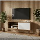Rack para TV até 55 Polegadas 100% MDF 144cm Metal Marrom Freijo/Off White
