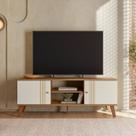 Rack para Tv até 55 Polegadas 136cm com Duas Portas Denver Marrom Nature/Off White Rack para Tv até 55 Polegadas 136cm com Duas Portas Denver Marrom Nature/Off White