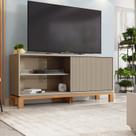 Rack para TV até 55 Polegadas 136cm Porta com Textura Microrripada Cavalete Mondrian 1.36 Marrom Freijó Rack para TV até 55 Polegadas 136cm Porta com Textura Microrripada Cavalete Mondrian 1.36 Marrom Freijó