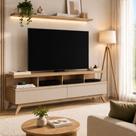 Rack para TV até 55 Polegadas 1,60m Vivare Wood com Pés de Madeira e 2 Gavetas Hanover Fendi