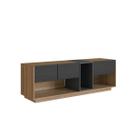 Rack para Tv até 55 Polegadas com 3 Gavetas e 1 Nicho com Iluminação em Led RGB RA8036 Mel e Grafite Rack para Tv até 55 Polegadas com 3 Gavetas e 1 Nicho com Iluminação em Led RGB RA8036 Mel e Grafite