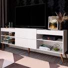 Rack para TV Até 55 Polegadas Luiza Diamantina 1 Porta 2 Prateleiras Branco Fosco - Panorama Móveis