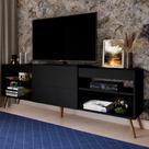 Rack para TV Até 55 Polegadas Luiza Diamantina 1 Porta 2 Prateleiras Preto Fosco - Panorama Móveis