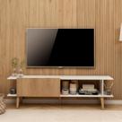 Rack para TV até 55 Polegadas MDF 136cm Pés em Madeira Maciça Sala Nicho
