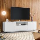 Rack para TV até 55 Polegadas MDF 180cm Rodízios Royal Branco Rack para TV até 55 Polegadas MDF 180cm Rodízios Royal Branco