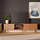 Rack para TV até 60" 01 porta com tela Palhinha e 02 Gavetas 220cm 100% MDF TB311 Dalla Costa