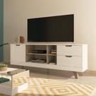 Rack para TV até 60 Polegadas 160cm 2 Gavetas Michigan Bege Off White/Carvalho