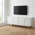 Rack para TV até 60 Polegadas 160cm Pés em Madeira Maciça Portas Orgânicas Branco