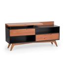 Rack para TV Até 60 polegadas 2 gavetas 2 nichos Em Madeira e MDF Preto Happy Artemobili
