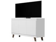 Rack para TV até 60 polegadas 3 Portas Bela Branco Rack Sala Jantar Quarto Retrô Pés Madeira Cozinha Adega 3 Porta Multiuso Organizador s Prateleiras