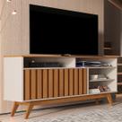 Rack para TV Até 60 Polegadas Hermes 2 Portas Ripado Off White/Freijó - Pnr Móveis Rack para TV Até 60 Polegadas Hermes 2 Portas Ripado Off White/Freijó - Pnr Móveis