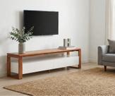 Rack para TV até 60 Polegadas Madeira Maciça 140cm Pés em Madeira Maciça 2 Gavetas Craft