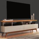 Rack para TV até 60 Polegadas MDF 160cm Pés em Madeira Maciça Vivare Branco Off White/Nature