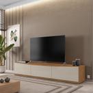 Rack para TV até 60 Polegadas MDF 180cm 2 Portas 1 Gaveta Eros Bege Cedro/Off White