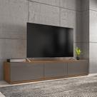 Rack para TV até 60 Polegadas MDF 180cm 2 Portas 1 Gaveta Eros Cinza Perola/Cedro