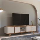 Rack para TV até 60 Polegadas MDF 217cm Pés em Madeira Maciça Cantos Curvos e Roma