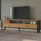 Rack para TV até 60 Polegadas MDF 220cm Prateleiras e 2 Gavetas Marrom Freijó/Preto Rack para TV até 60 Polegadas MDF 220cm Prateleiras e 2 Gavetas Marrom Freijó/Preto