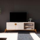 Rack para TV até 60 Polegadas Retrô Pés em Madeira Maciça 100% MDF 154cm Buriti Bege