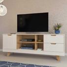 Rack Para Tv Até 65 Michigan Com 2 Gavetas E 4 Nichos Off White/carvalho