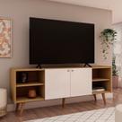 Rack para Tv até 65 Pol 100% Mdf Molduras 45 2 Portas e Pés em Madeira Maciça