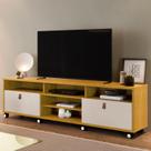 Rack para TV até 65 Polegadas 190cm Tvs de com Rodízios Genova Amarelo Naturale/Off White Rack para TV até 65 Polegadas 190cm Tvs de com Rodízios Genova Amarelo Naturale/Off White