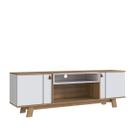 Rack Para Tv Até 65 Polegadas Com 2 Portas E 2 Nichos Centrais Mel Branco