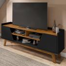 Rack para TV Até 65 Polegadas Mackenzie 2 Portas 1 Prateleira Preto Fosco/Nature - Pnr Móveis