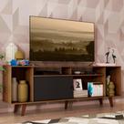Rack para TV até 65 Polegadas Madesa Cancun com Pés - Rustic/Rustic/Preto