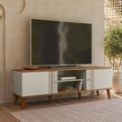 Rack para TV até 65 Polegadas MDF 160cm 2 Portas Denver Branco Off White/Nature