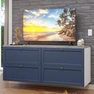Rack Para Tv Até 70 Polegadas 160cm 4 Gavetas Vik Madesa 04 Branco-azul Rack Para Tv Até 70 Polegadas 160cm 4 Gavetas Vik Madesa 04 Branco-azul
