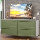 Rack Para Tv Até 70 Polegadas 160cm 4 Gavetas Vik Madesa 04 Branco-verde